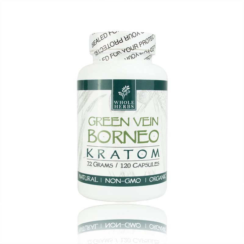 Whole herbs green vein Borneo Kratom caps 120ct