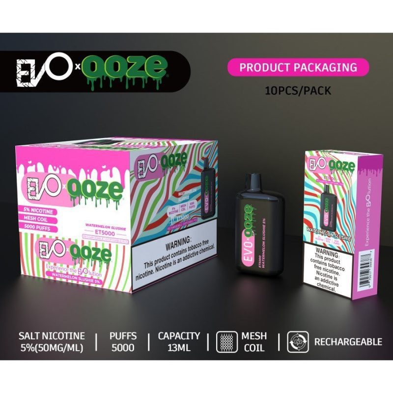 evo bar x ooze et5000 disposable vape 10ct display buy 9 get 1 free a28619