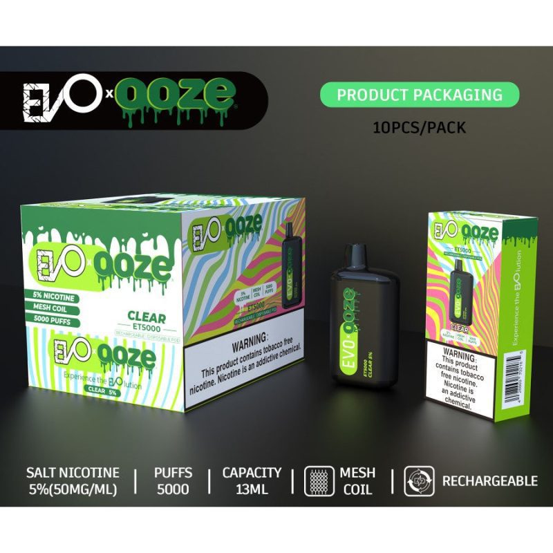 evo bar x ooze et5000 disposable vape 10ct display buy 9 get 1 free a28620