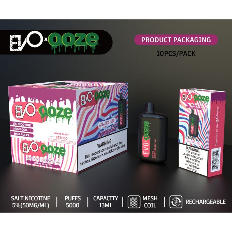 evo bar x ooze et5000 disposable vape 10ct display buy 9 get 1 free a28623