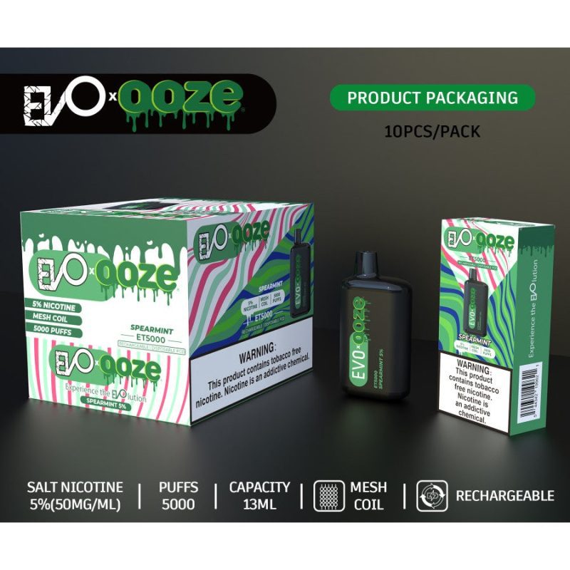 evo bar x ooze et5000 disposable vape 10ct display buy 9 get 1 free a28624